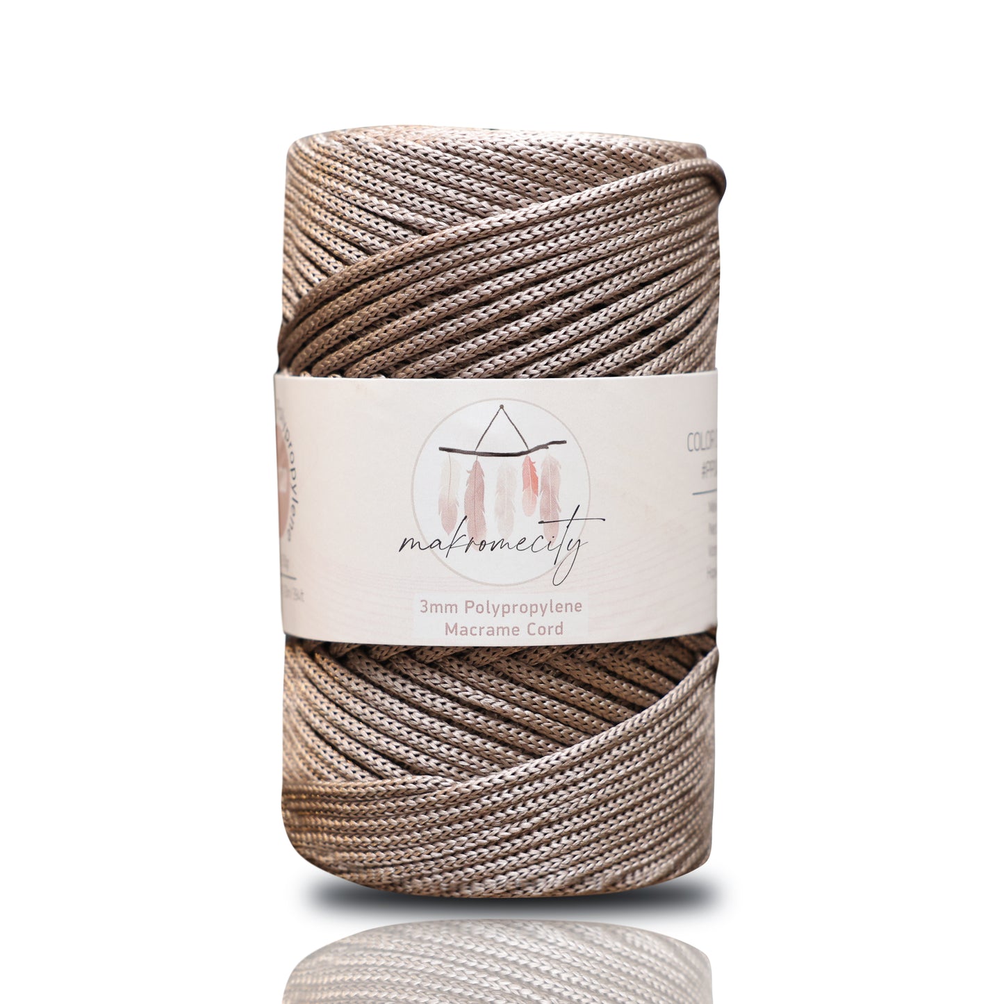 Polyester Macrame Cord 3mm x 131 Yards (394 feet) Polypropylene - Mink