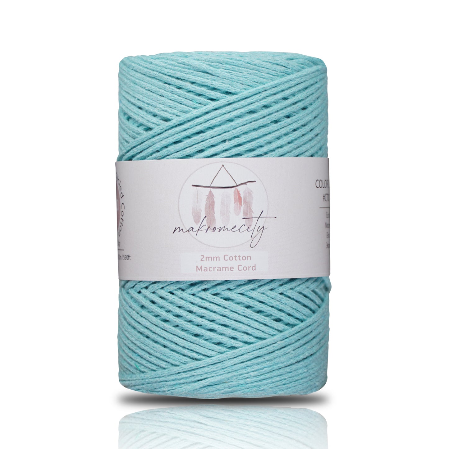 Cotton Macrame Cord 2mm x 195 Yards (590 feet) 2mm - Mint