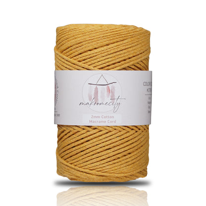 Cotton Macrame Cord 2mm x 195 Yards (590 feet) 2mm - Mustard