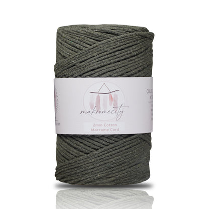 Cotton Macrame Cord 2mm x 195 Yards (590 feet) 2mm - Olive Drab