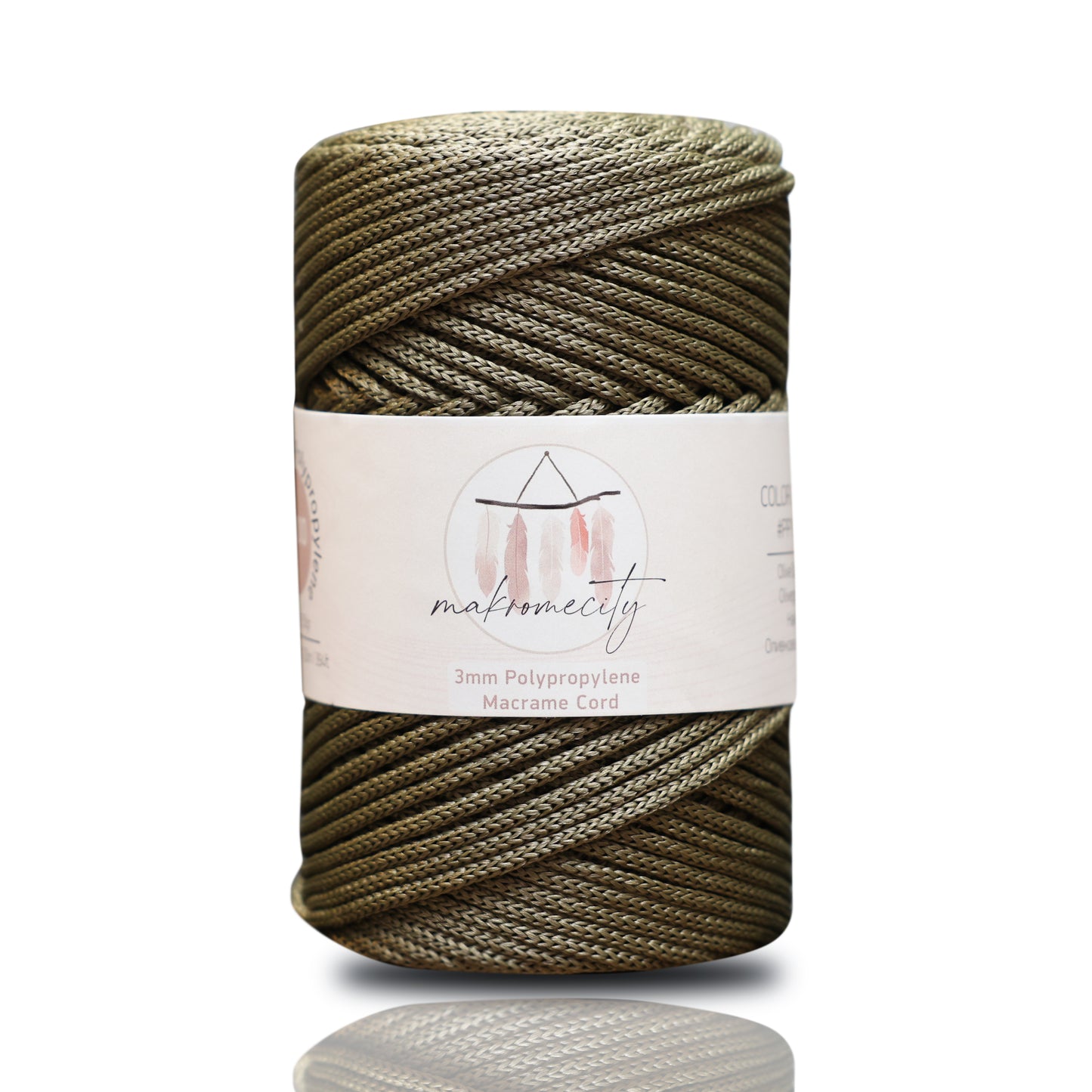 Polyester Macrame Cord 3mm x 131 Yards (394 feet) Polypropylene - Olive Drab