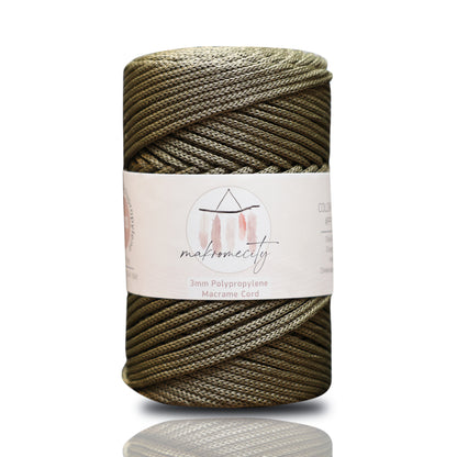 Polyester Macrame Cord 3mm x 131 Yards (394 feet) Polypropylene - Olive Drab