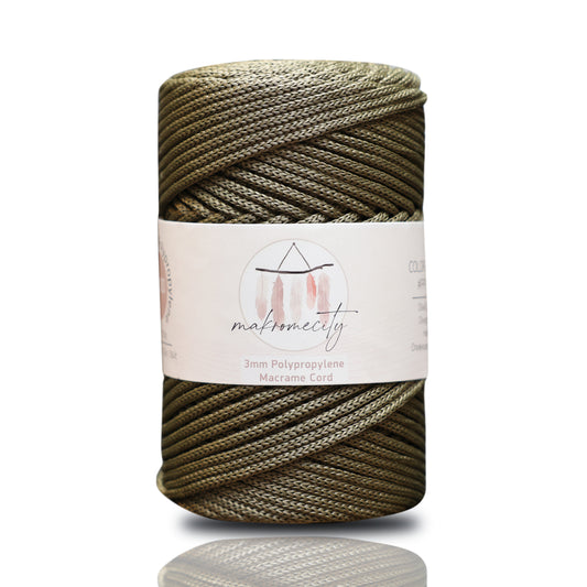 Polyester Macrame Cord 3mm x 131 Yards (394 feet) Polypropylene - Olive Drab