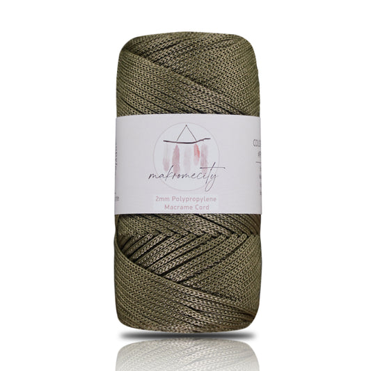 Polyester Macrame Cord 2mm x 125 Yards (375 feet) 2mm Polypropylene - Olive Drab