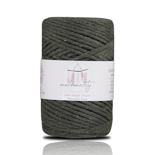 Single Strand Macrame Cord 3 mm x 109 Yards (328 feet) - Olive Drab