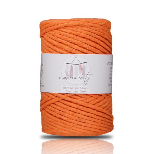 Single Strand Macrame Cord 3 mm x 109 Yards (328 feet) - Orange