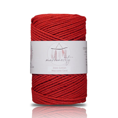 Cotton Macrame Cord 2mm x 195 Yards (590 feet) 2mm - Red