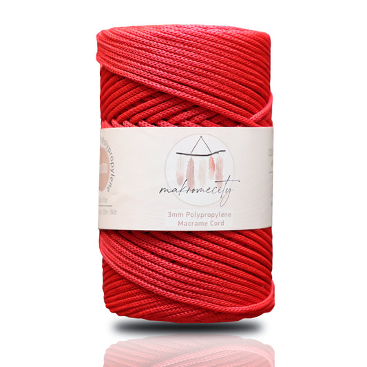 Polyester Macrame Cord 3mm x 131 Yards (394 feet) Polypropylene - Red