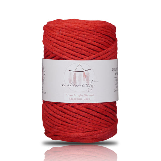 Single Strand Macrame Cord 3 mm x 109 Yards (328 feet) - Red