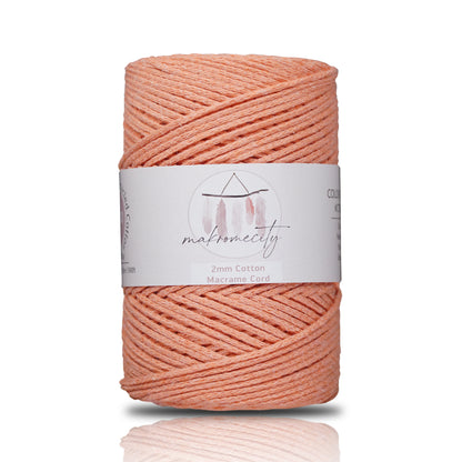 Cotton Macrame Cord 2mm x 195 Yards (590 feet) 2mm - Salmon Pink