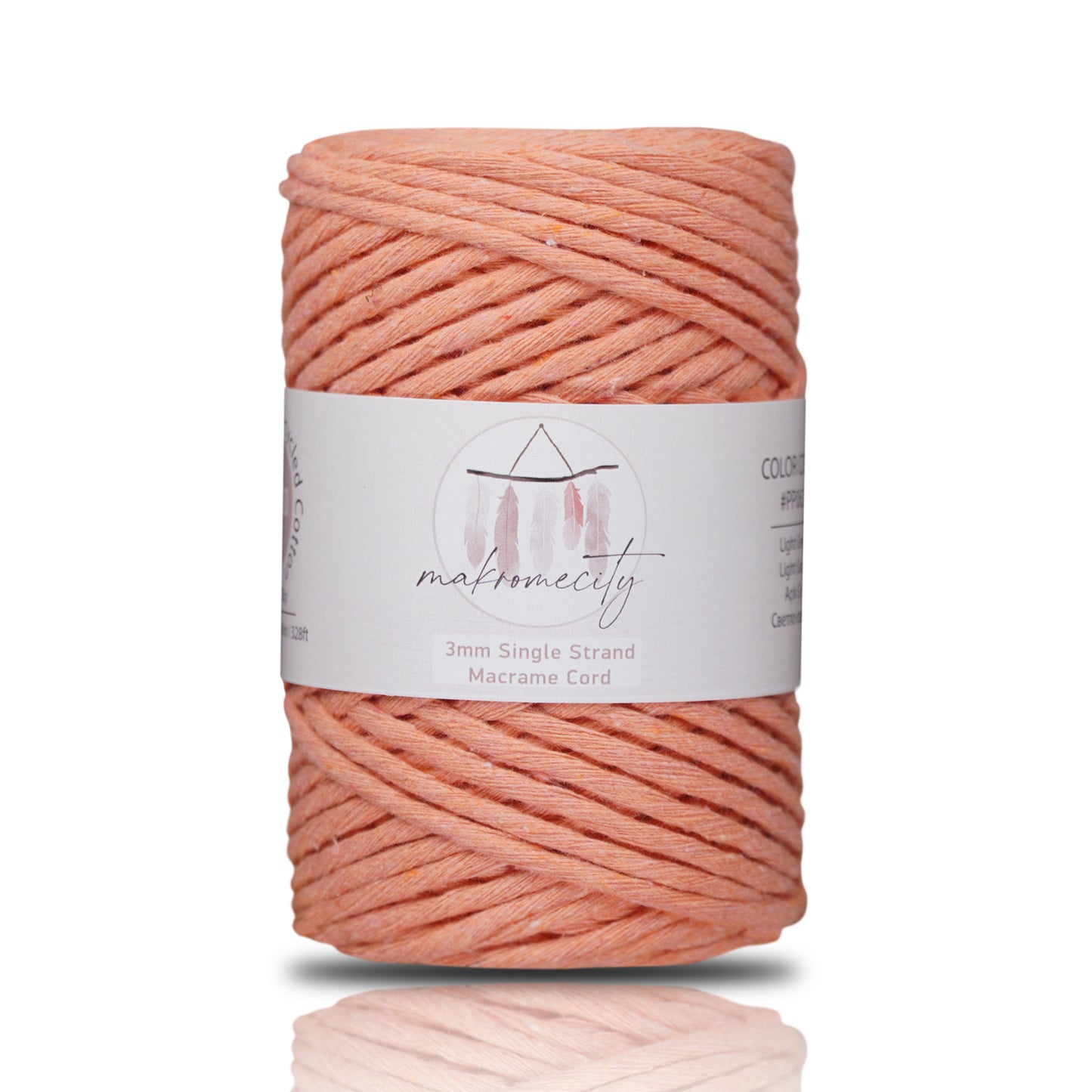 Single Strand Macrame Cord 3 mm x 109 Yards (328 feet) - Salmon Pink