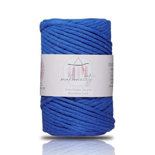Single Strand Macrame Cord 3 mm x 109 Yards (328 feet) - Sax Blue