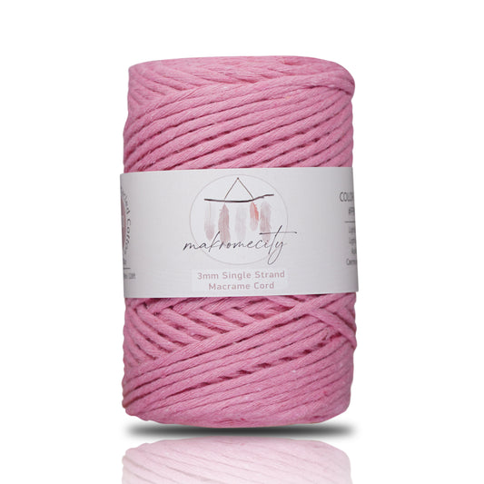 Single Strand Macrame Cord 3 mm x 109 Yards (328 feet) - Sugar Pink
