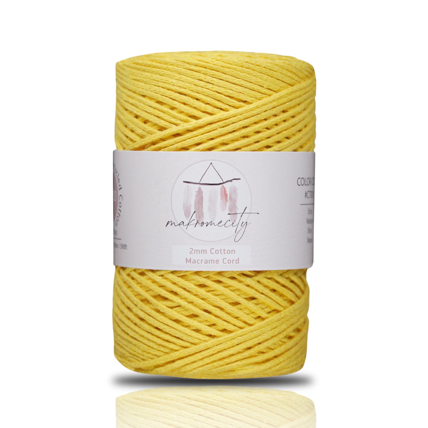 Cotton Macrame Cord 2mm x 195 Yards (590 feet) 2mm - Yellow