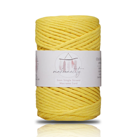 Single Strand Macrame Cord 3 mm x 100 Yards (295 feet) - Yellow